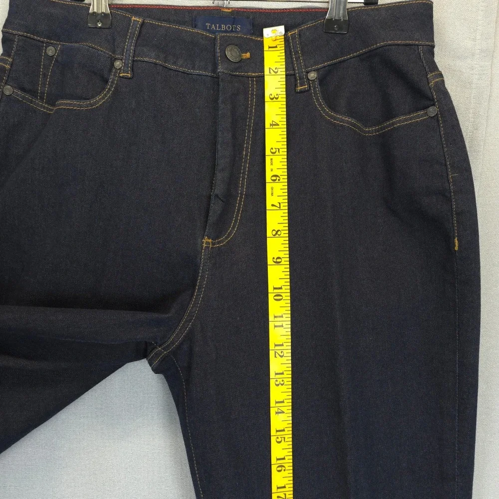 Talbots Dark Wash Blue Denim‎ Jeans Slimming Women 14L Comfort Stretch 5 Pocket